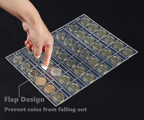 Miniatura 5 de MUDOR Álbum de colección de monedas para coleccionistas, 310 bolsillos para coleccionar monedas y monedas, libro con cremallera y asa, suministros