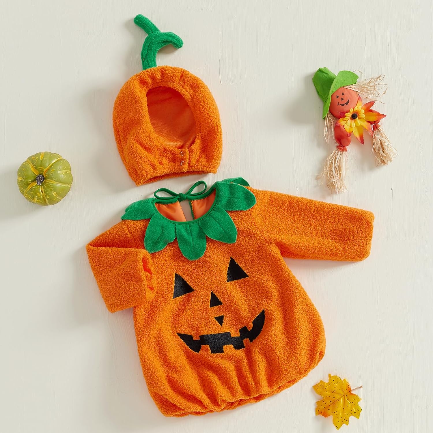 Bagilaanoe Toddler Baby Boy Girl Halloween Outfit Pumpkin Bodysuit Halloween Costumes Romper Tops Hat - Image 3