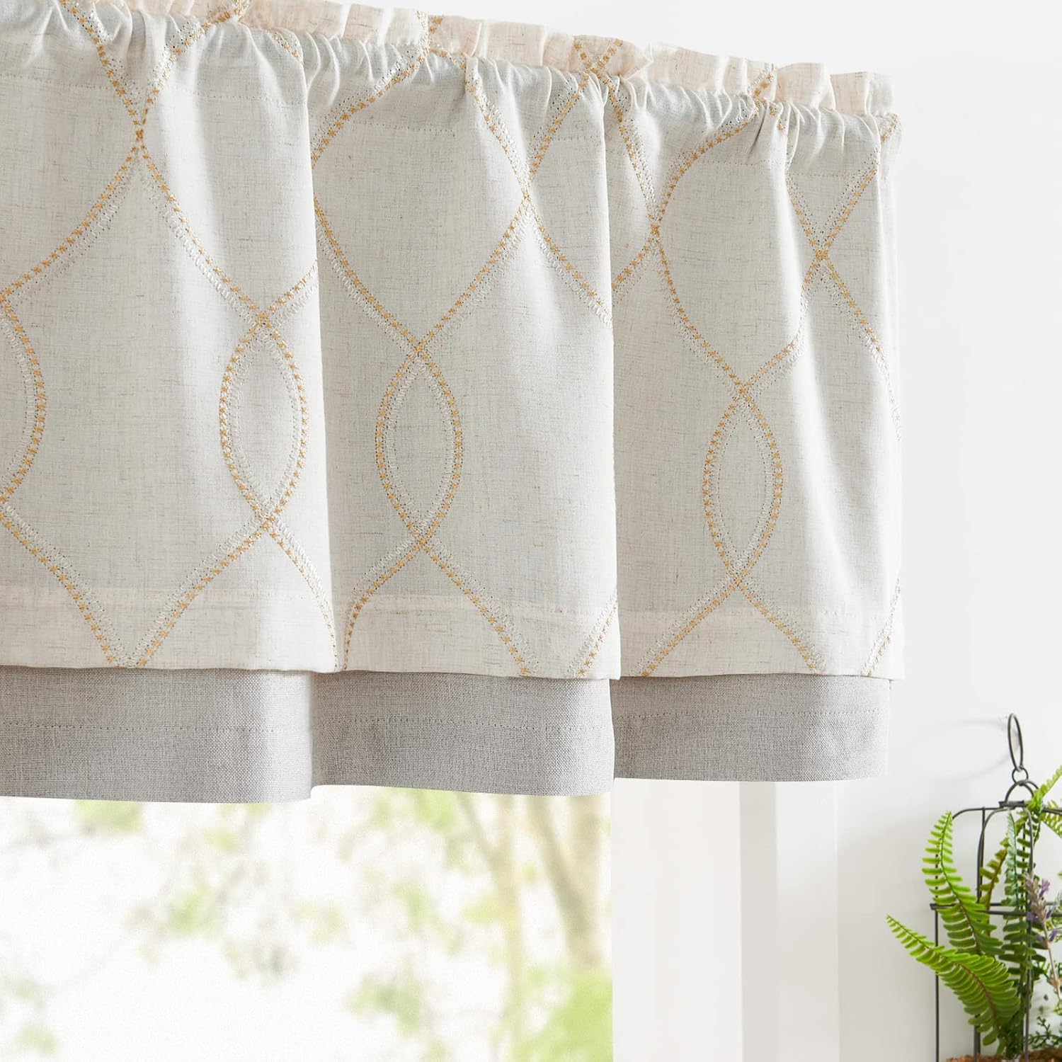 JINCHAN Linen Valance Curtain 18 Inch Length Blackout