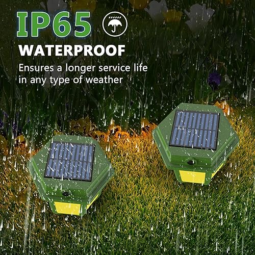 Miniatura 6 de Repelente de topos alimentado por energía solar y repelente de serpientes para patio, disuasorio ultrasónico, IP65 impermeable para deshacerse del
