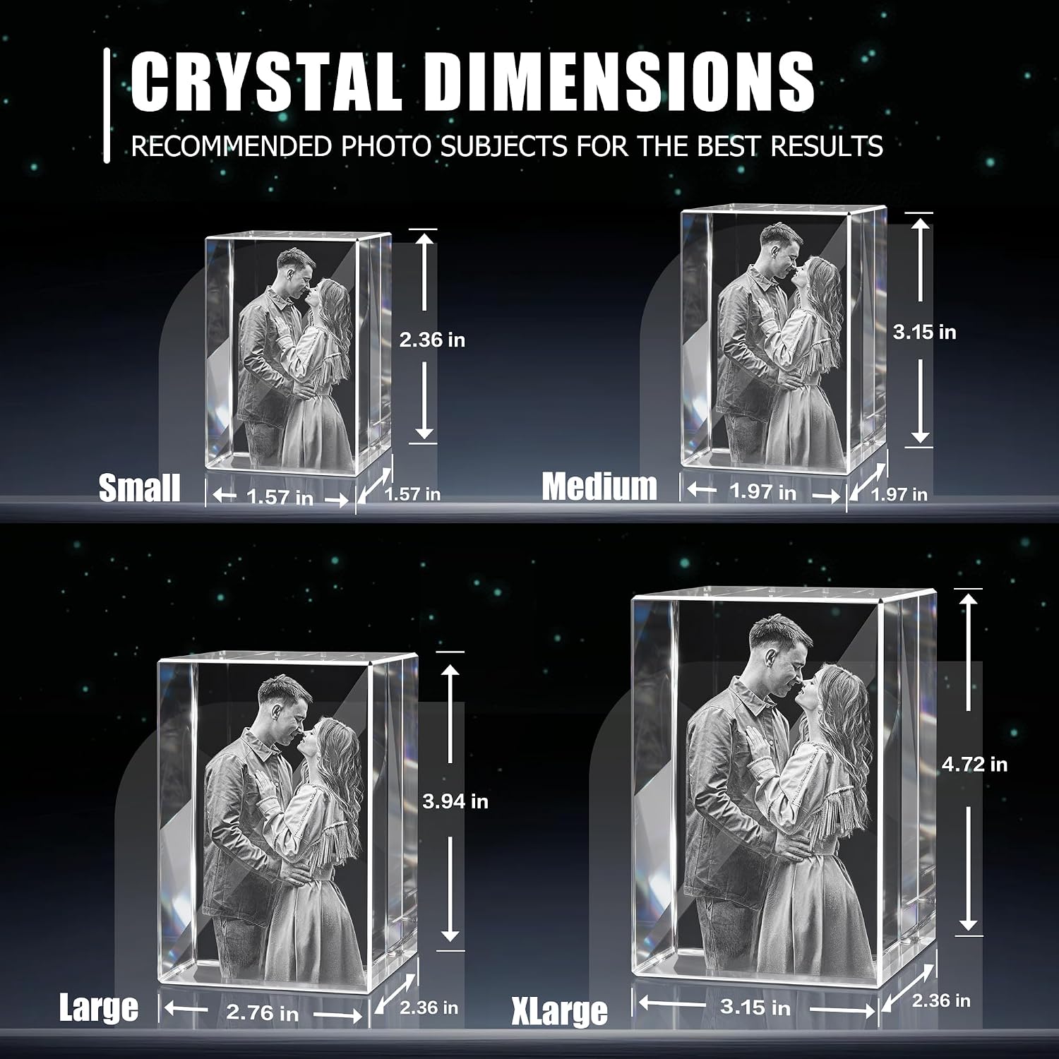 3D Crystal Photo, Personalized Valentine's Day Gift for Women, Wives, Mothers, Her, Him, Men, Moms, Grandmothers Custom Christmas Gift with Your Own Photo Custom Glass 3D Laser-Etched Photo Made in the USA