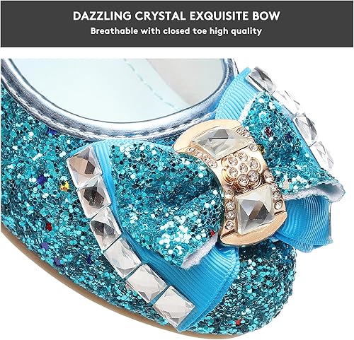 Miniatura 2 de Zapatos de vestir para niñas, Mary Jane, boda, fiesta, talón, lazo con purpurina, zapatos de princesa con flores para niños pequeños