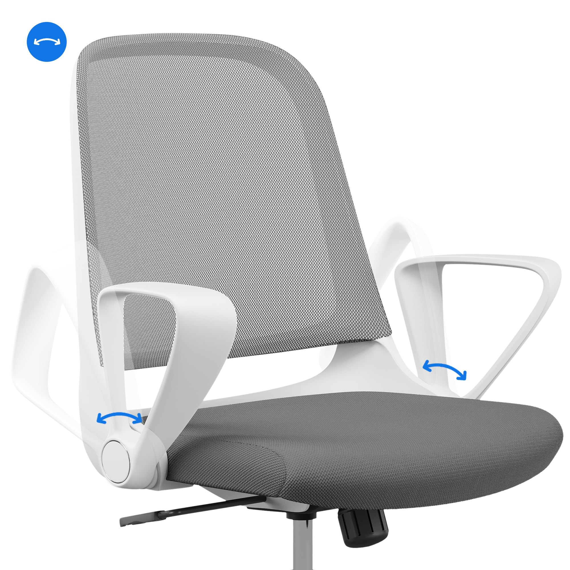 SENSE7 krzesło biurowe Sopty z funkcją przechylania, fotel biurowy z regulowanymi podłokietnikami, ergonomiczne krzesło komputerowe z oddychającą siatką, krzesło do biurka do 130 kg, z regulacją
