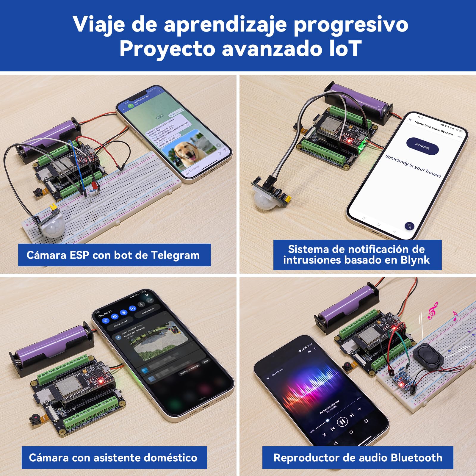 SunFounder Kit Definitivo ESP32(Compatible con Arduino),ESP32-CAM,Conforme RoHS,Python,C,Scratch,Cursos en Video en inglés,IoT para Principiantes e Ingenieros,Placa ESP32 Board