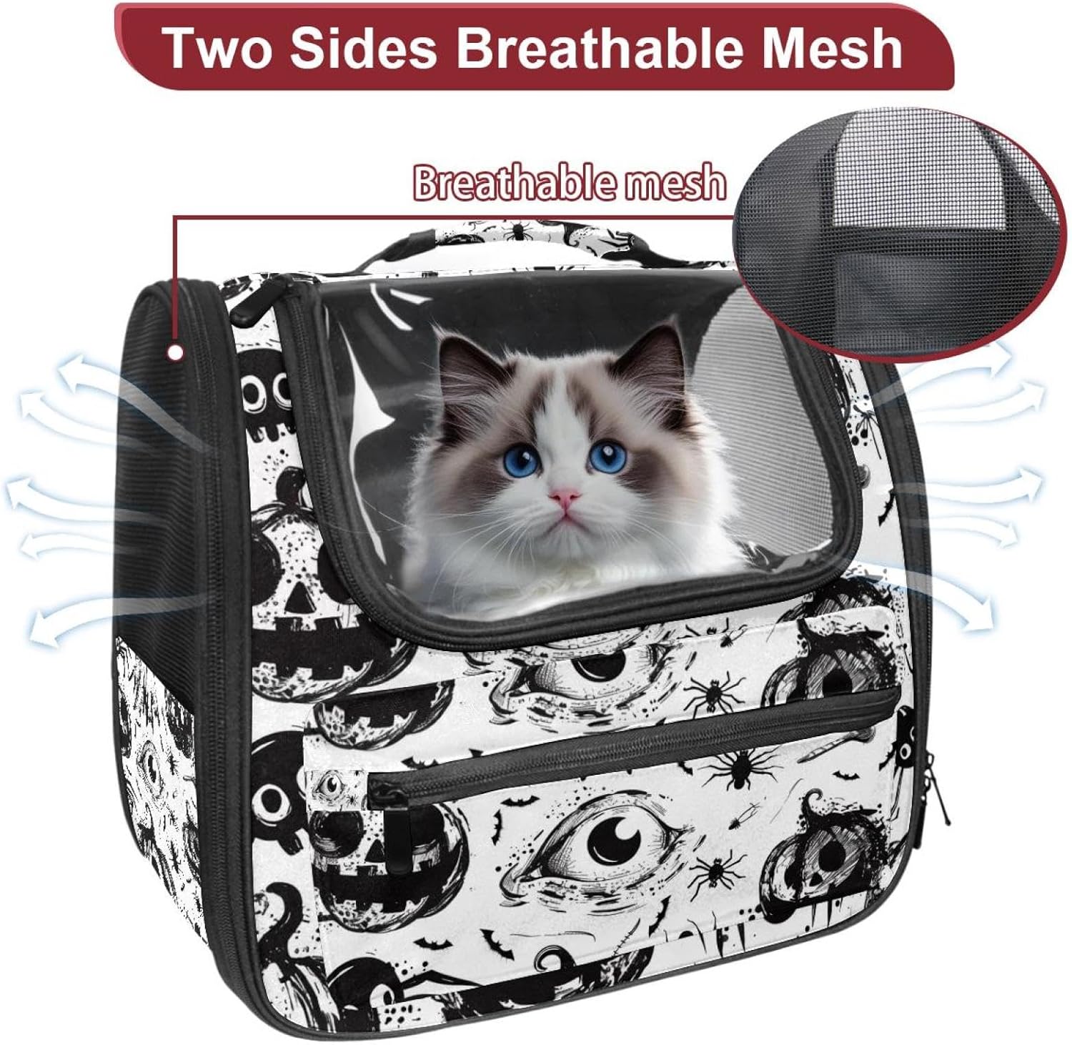 Portable Travel pet Backpack Carrier Hamster Bag Small Dog cat Carrier Breathable Hang Bag, Halloween Holiday 1