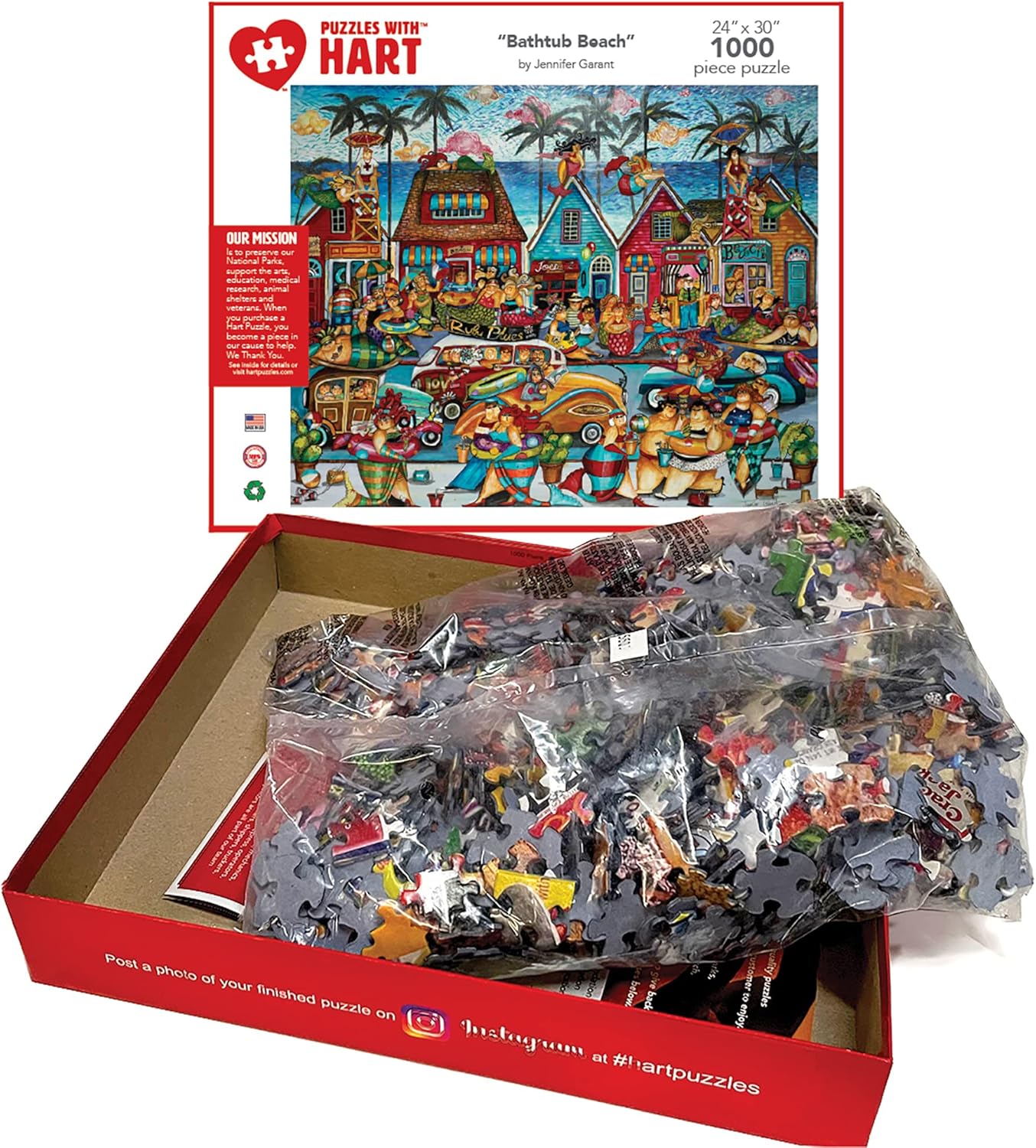 Jigsaw 1000 Piece 24" x 30" X-Large Bathtub Beach by Jennifer Garant, Multi, 1 ea