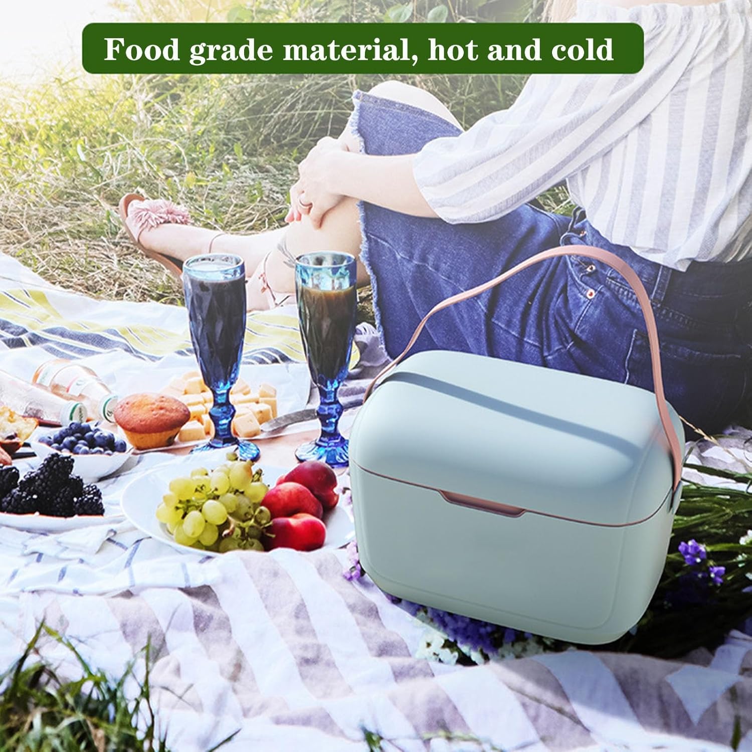 Portable Picnic Cooler Box with Handle, Insulated Storage Container，Coolers Travel Camping Hiking