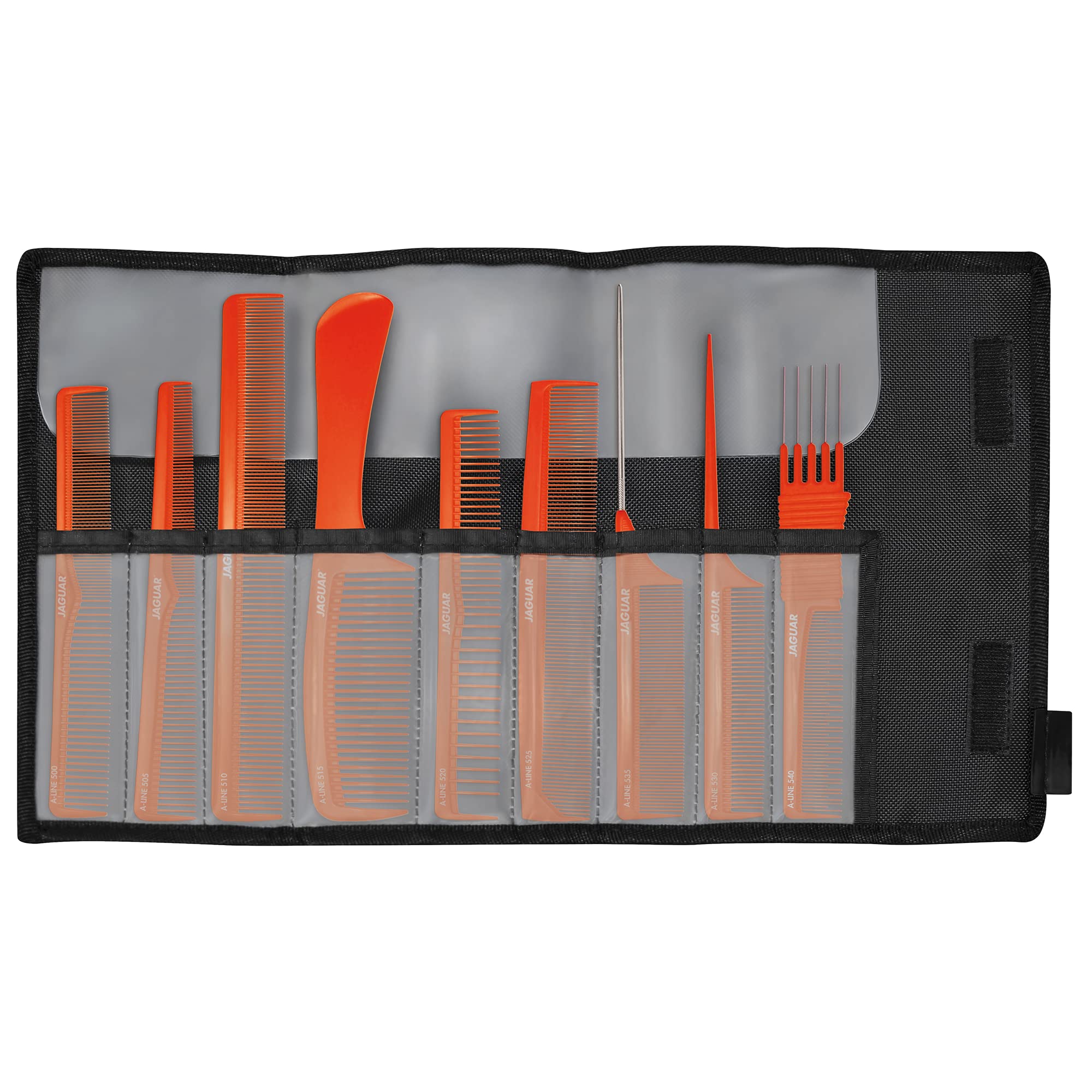JAGUAR Kammset A-LINE ORANGE 9-teilig antistatisch mit Aufbewahrungs-Etui