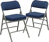 Flash Furniture Hercules Series Navy Padded Metal Folding Chairs, Set of 2 - 300 lb Capacity Comfort Event Seating