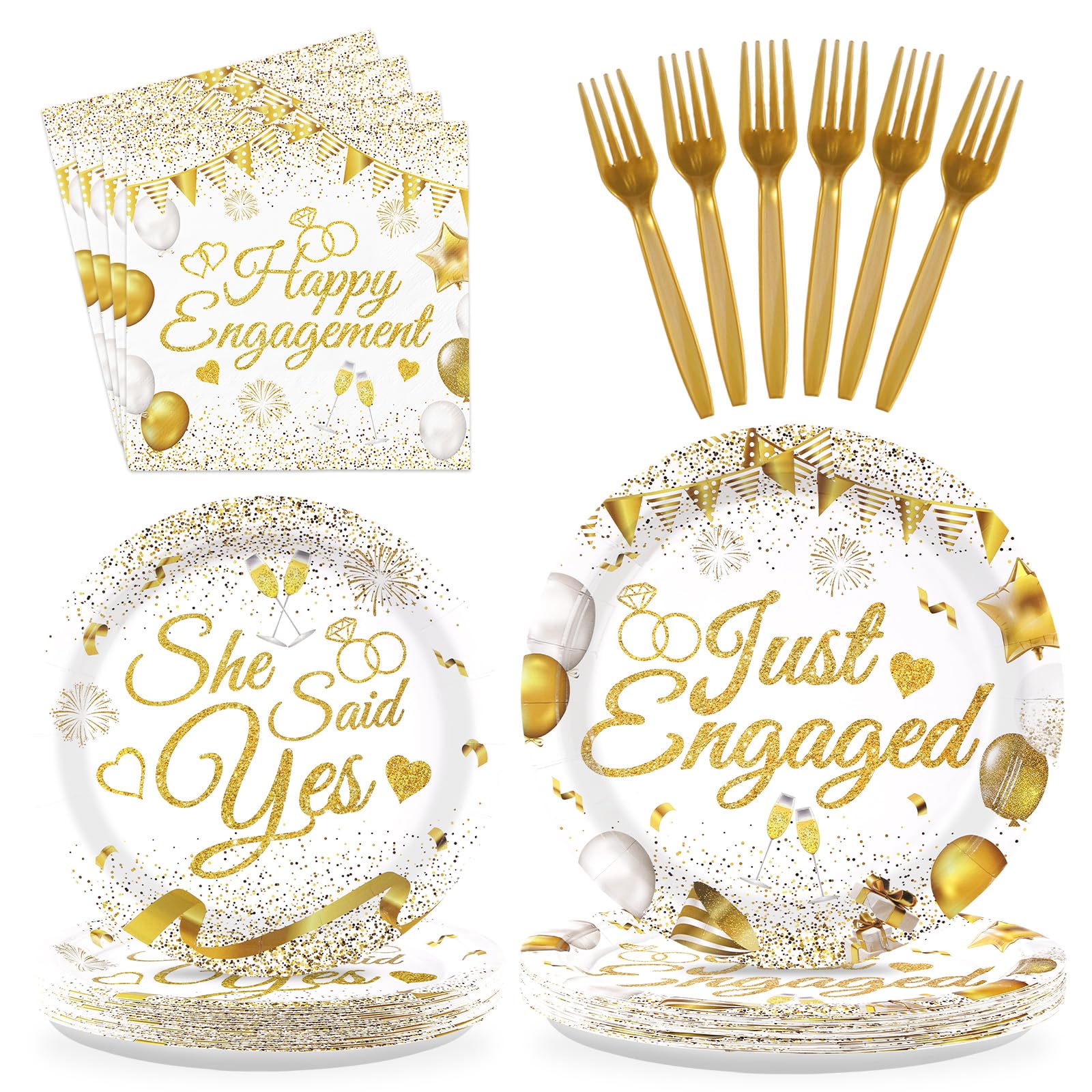 Grencian 96 Pcs Happy Engagement Party Bridal Shower Decorations, Serves 24