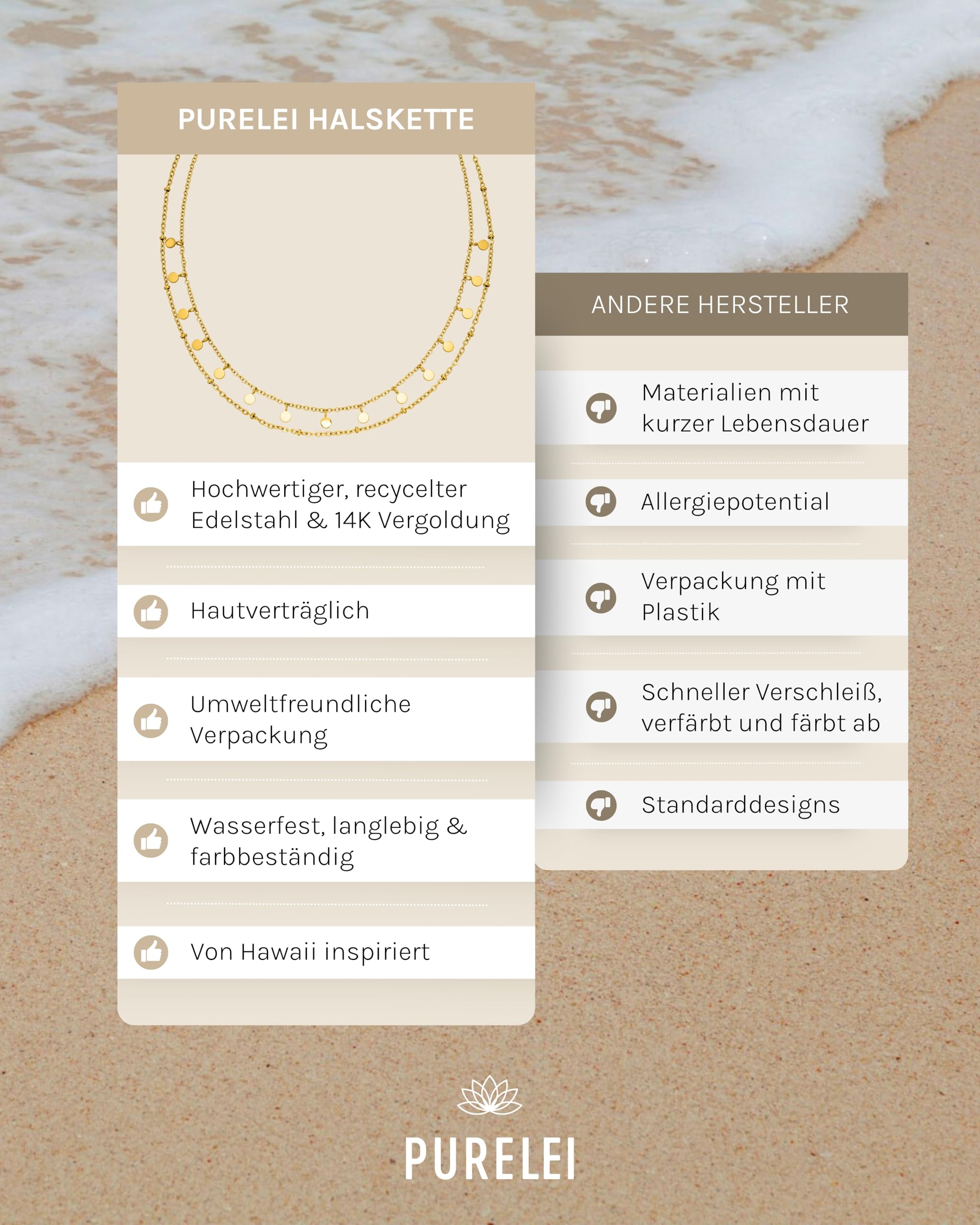 Purelei Doppelreihige Halskette Damen – Verstellbar 40–50 cm, Edelstahl in Gold, Silber, Hellsilber & Roségold – Filigrane Kette mit Kugeln & Coin-Anhängern, Layering Schmuck