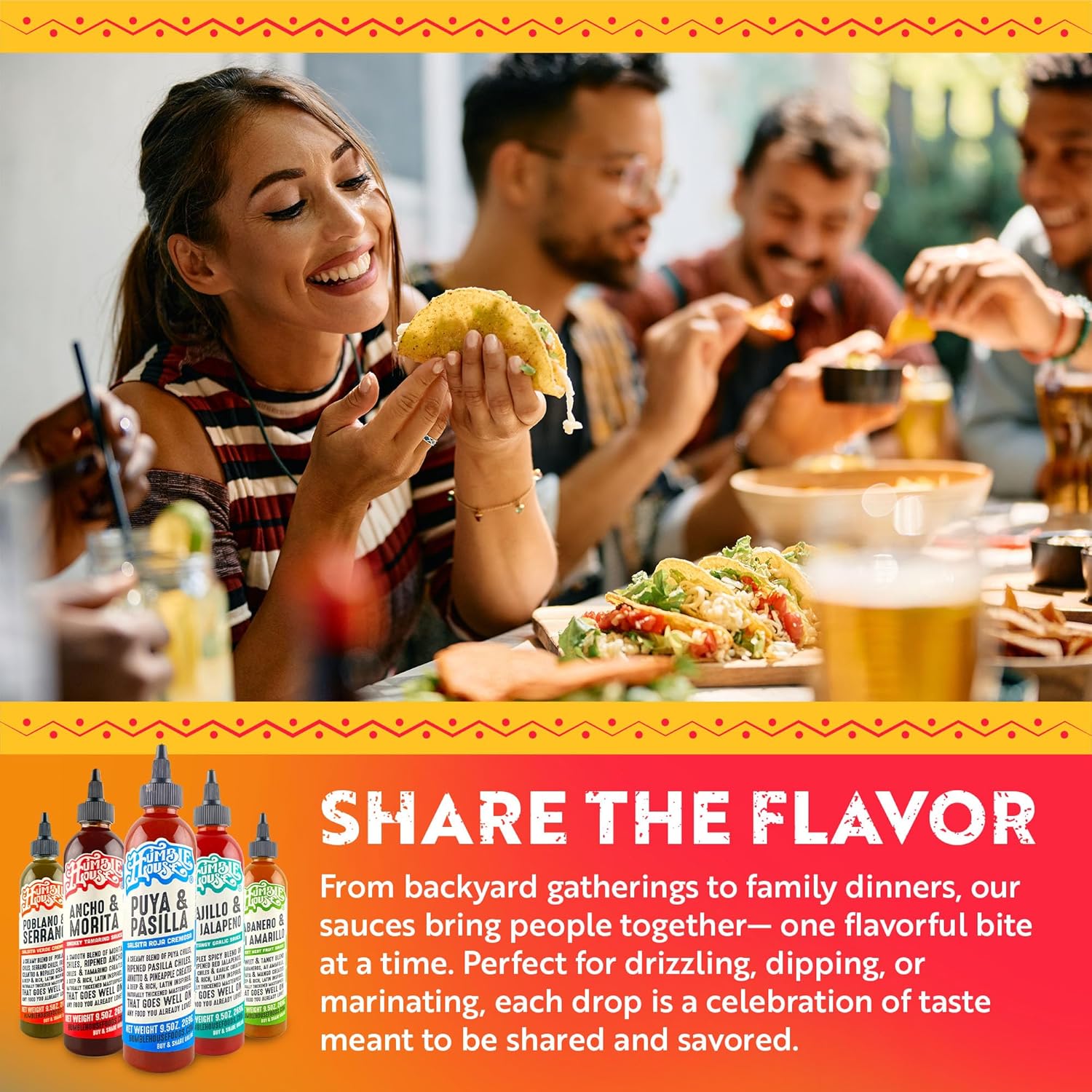 Humble House - Hot Sauce Variety Pack with 5 Low-Sodium Vegan Condiments for Chicken Wings, Tamales, Tacos, Sopes & More, All-Natural Preservative-Free Sauces for Food, 9.5 oz per Bottle - Image 4
