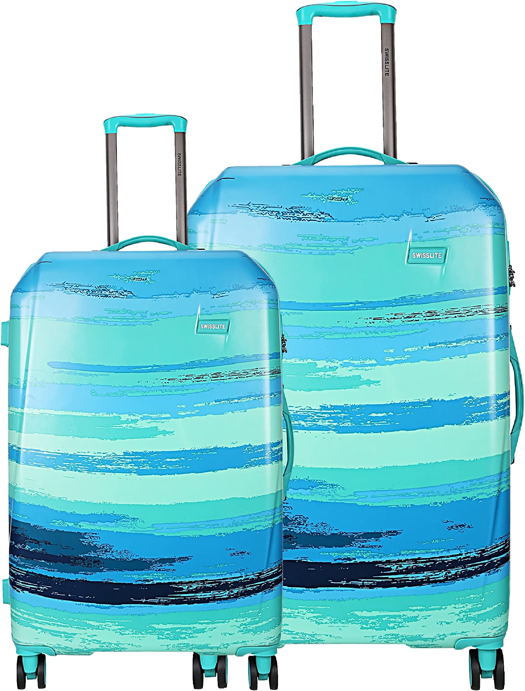 Tramp & Badger Swisslite 20/24-Inch (Set of 2) Hard Sided Printed Polycarbonate Cabin & Check-in Luggage Trolley Bag (Color - Blue)