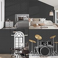 Vista 6 de Paquete de 12 paneles acústicos, paneles autoadhesivos con patrón de ladrillo 3D a prueba de sonido para paredes, paneles decorativos de pared