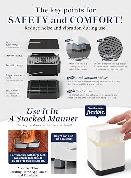 EclatBain Adjustable Bed Risers 3&4.3 Inch, 4000 lbs, 4 Pack White