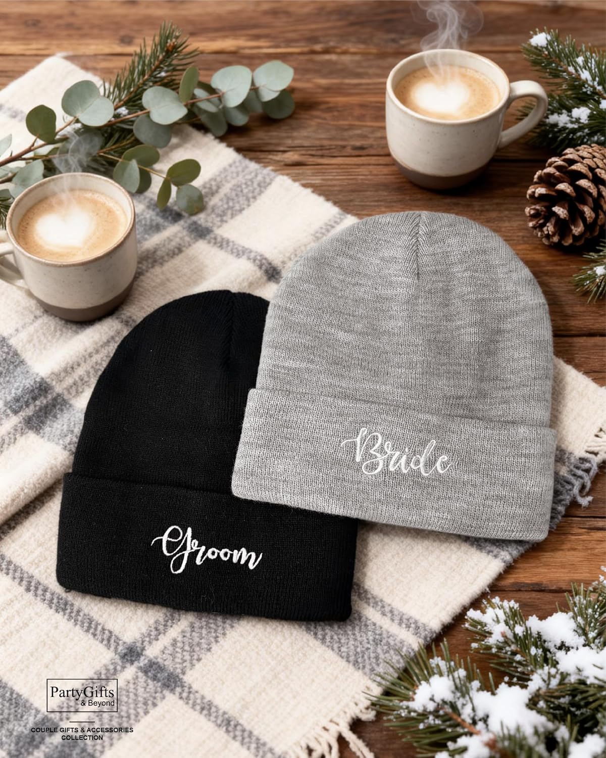 PartyGifts&beyond Engagement Gifts for Couples Mr and Mrs Wedding Gifts Bride and Groom Beanies - Image 5