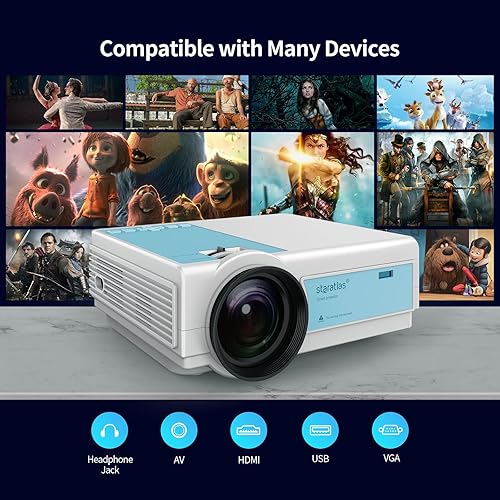Miniatura 5 de Mini proyector, proyector Bluetooth WiFi 5G, staratlas 12000L Native 1920 x 1080 P, proyector para exteriores, cine en casa compatible con HDMIUSB,