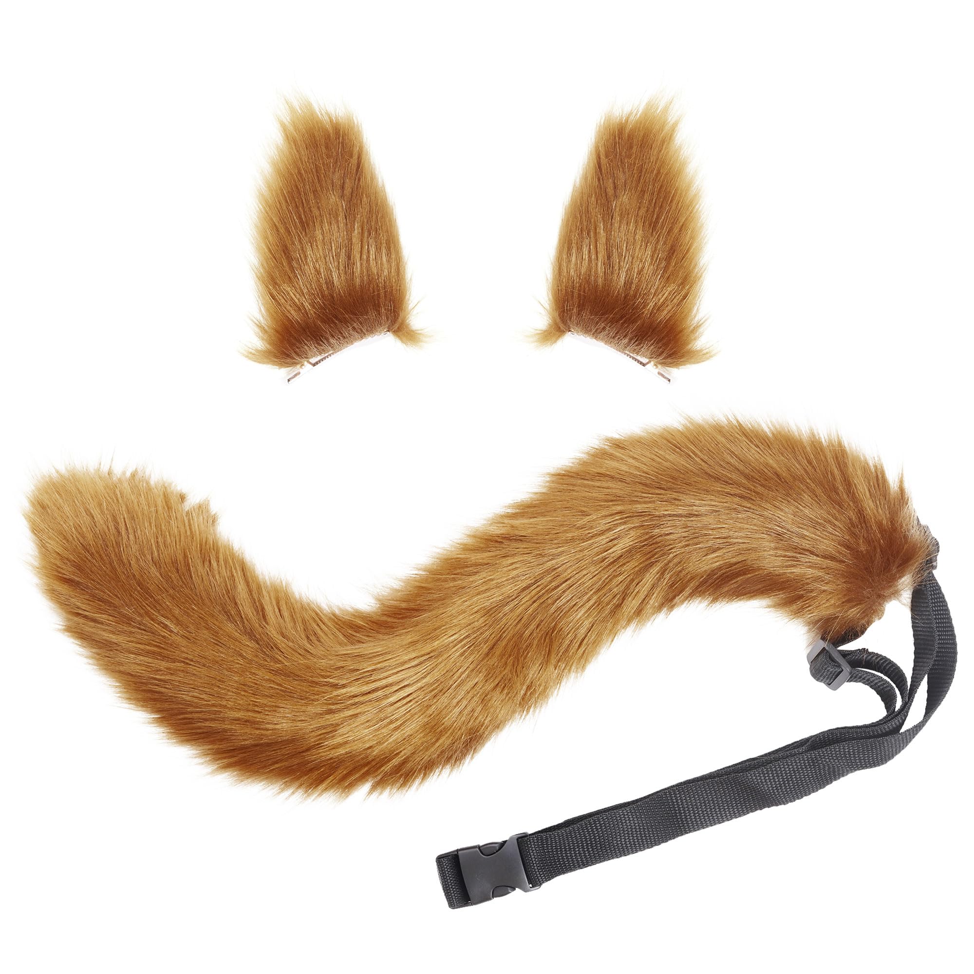 Baotongle Animal Ears & Tail Set - Wolf Ears, Fox Tail - Handmade Halloween Cosplay Head Accessories - Brown, One Size
