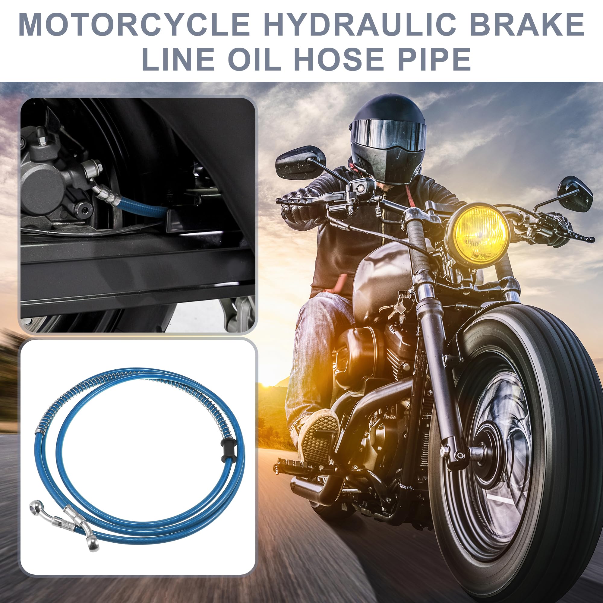 180cm M10 Motorcycle Hydraulc Brake Ol Hose Lne Stanless Steel End