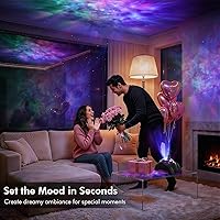 Vista 7 de Rossetta Proyector de galaxia de doble lente, proyector de estrellas para dormitorio con altavoz Bluetooth y ruido blanco, control remoto