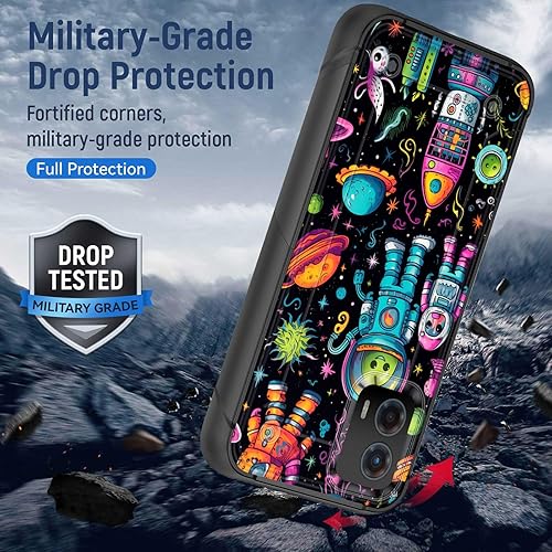Miniatura 3 de Moto G Stylus 5G 2023 - Funda protectora resistente de doble capa, bonito diseño de astronauta, planeta, cohete, color