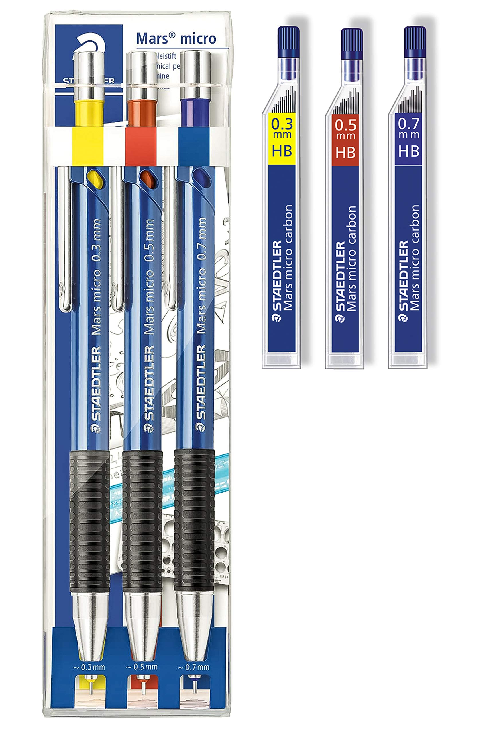 Staedtler 775SCWP3 - Marsmicro 0,3-0,7 zestaw 3 szt. kolorowy (1, w zestawie wkłady 03 HB?05 HB?07HB)