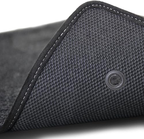 Miniatura 4 de Se adapta a 2011-2014 Dodge Challenger 2 alfombrillas delanteras negras ébano con logotipo SRT-8 en rojo y plateado