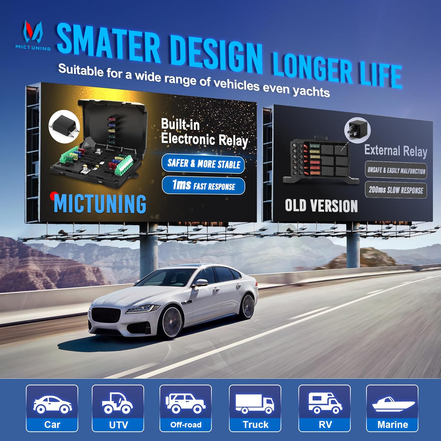 MICTUNING built-in electronic relay vs. old version external relay comparison
