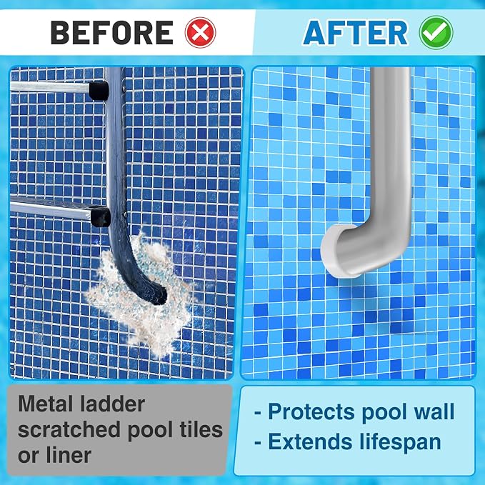 Tapones para escalera de piscina, 4 piezas, blanco miniatura 6