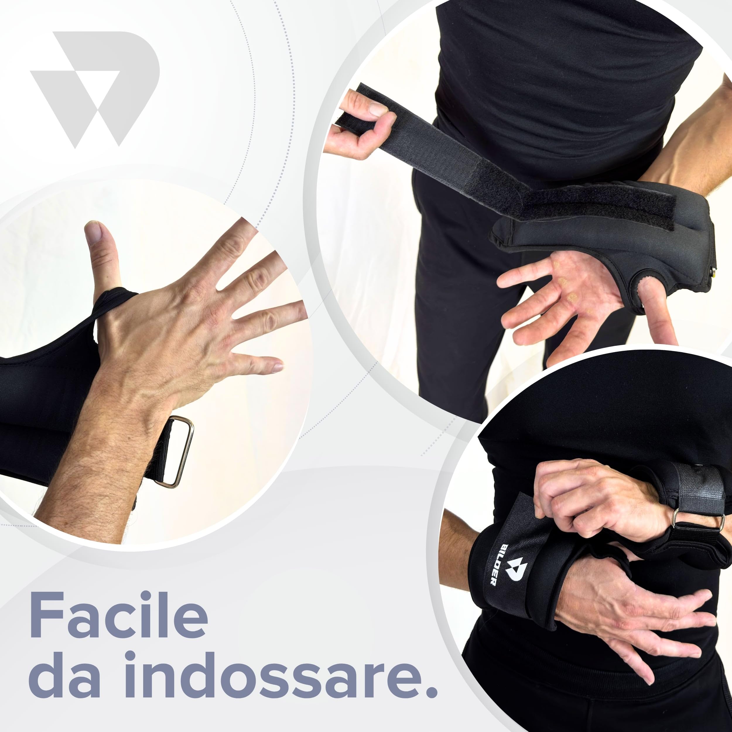 BILDER - 2 Polsini Palestra con Foro per Pollice e Chiusura Regolabile - Polsiere Pesi Palestra in Tessuto Tecnico per Allenamento a Casa e Fuori, Adatti ad Allenamento Cardio e Funzionale