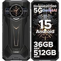 DOOGEE S200 Plus Rugged Smartphone 5G Android 15, 36GB(16+20)+512GB, 6.72”FHD+1.32″ AMOLED Rear Display, Dimensity 7300 4nm Telefono Indistruttibile, 11000mAh,100MP+32MP+20MP, Face ID, OTG, NFC