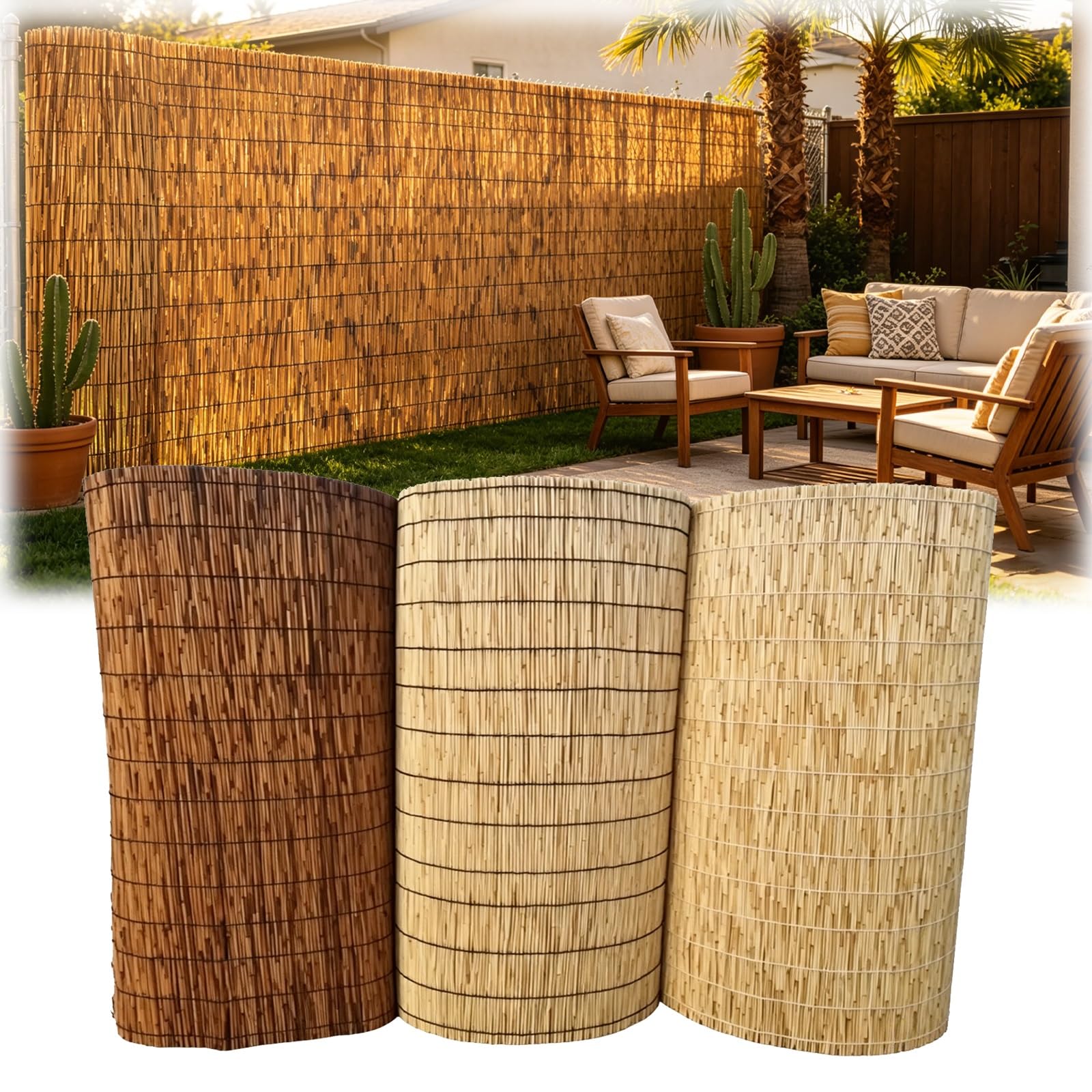 Générique Rouleau Canisse Bambou sur Mesure, Brise Vue Jardin Naturel pour Grillage, Pare Vue Exterieur Respirant et Decoupable(160cm(H))