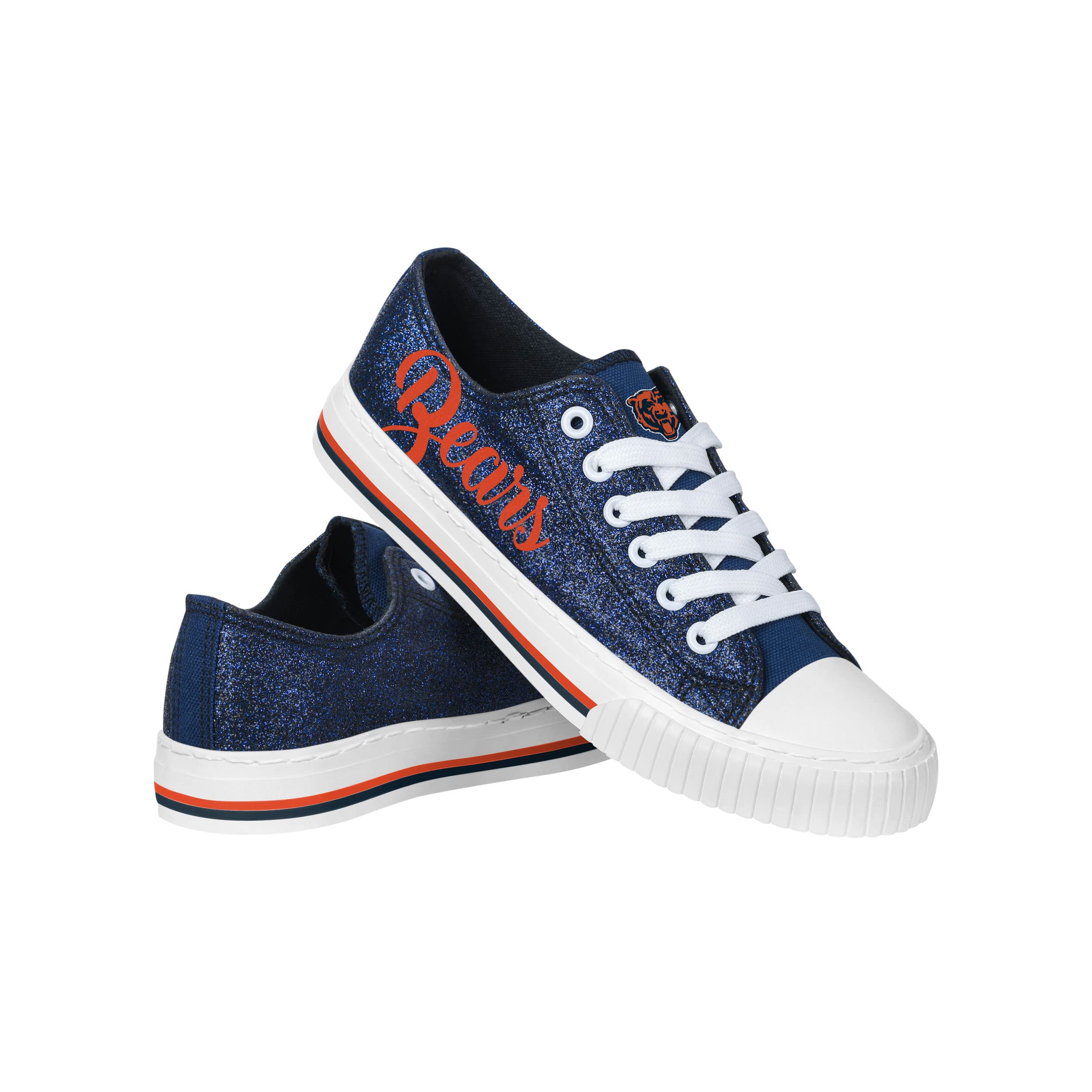 FOCO Womens NFL Team Logo Ladies Fashion Color Glitter Low Top Canvas Sneakers Shoes