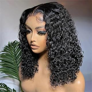 Curly Bob Wig Human Hair 13X4 Lace Front Wigs Deep Wave Short Wigs For Black Women Pre Plucked Glueless Transparent Lace Closure Frontal Wig