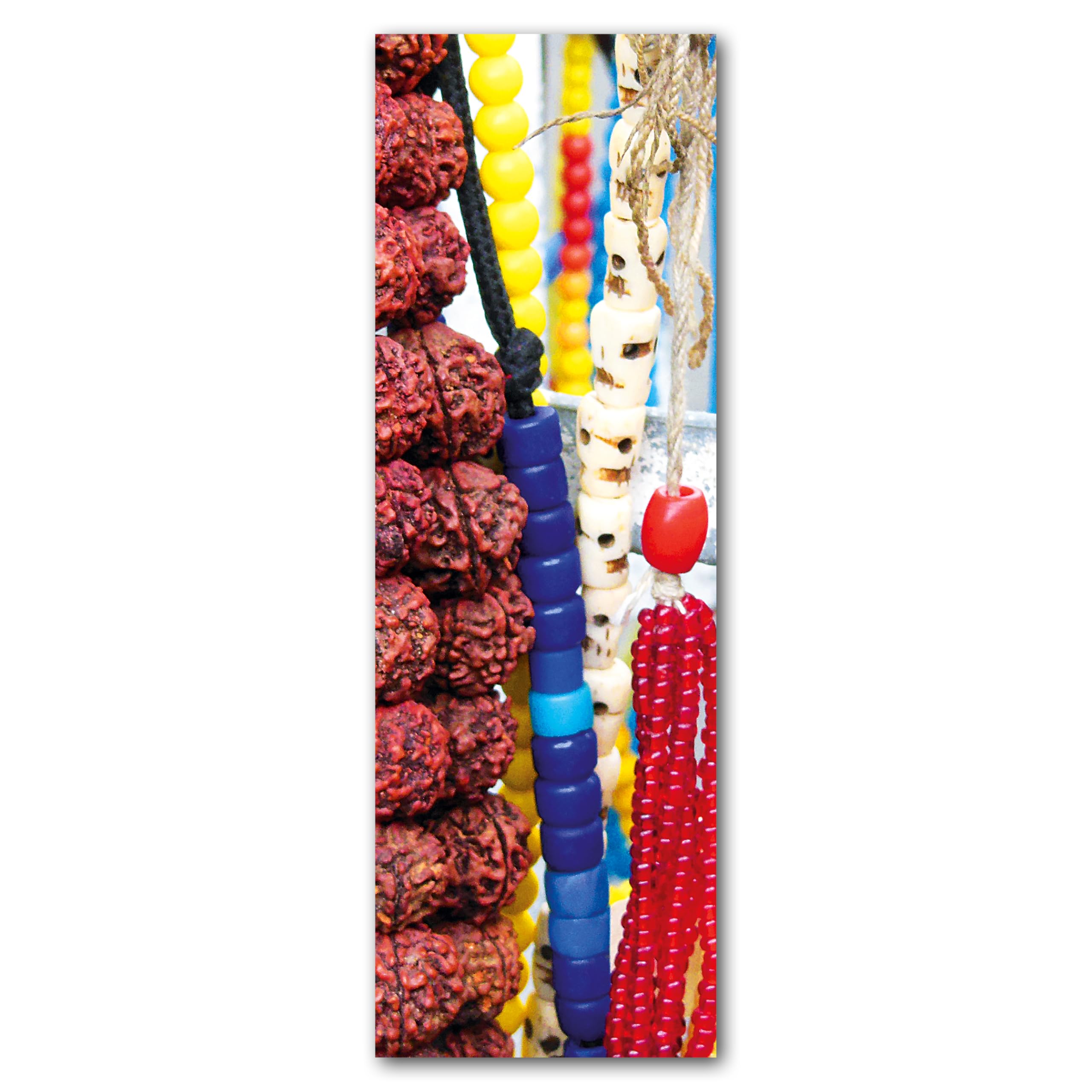 Glücksvilla - Ketten 4 (Leinwand-Bild 5 cm, 60 x 20 cm) | div. Maße - aus DE - Kunstdruck XXL Deko Wandbild quer - Schmuck Kunst Afrika Perlen bunt Silber Trödel