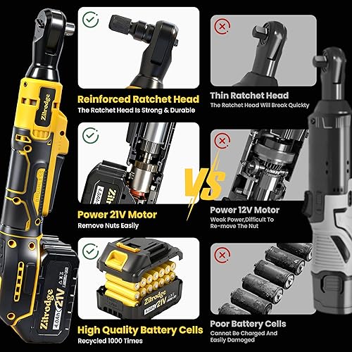 Miniatura 2 de Juego de llaves de trinquete eléctricas inalámbricas de 1/2 pulgada con múltiples brocas, llave de trinquete eléctrica de 89 pies-libras 400 PRM