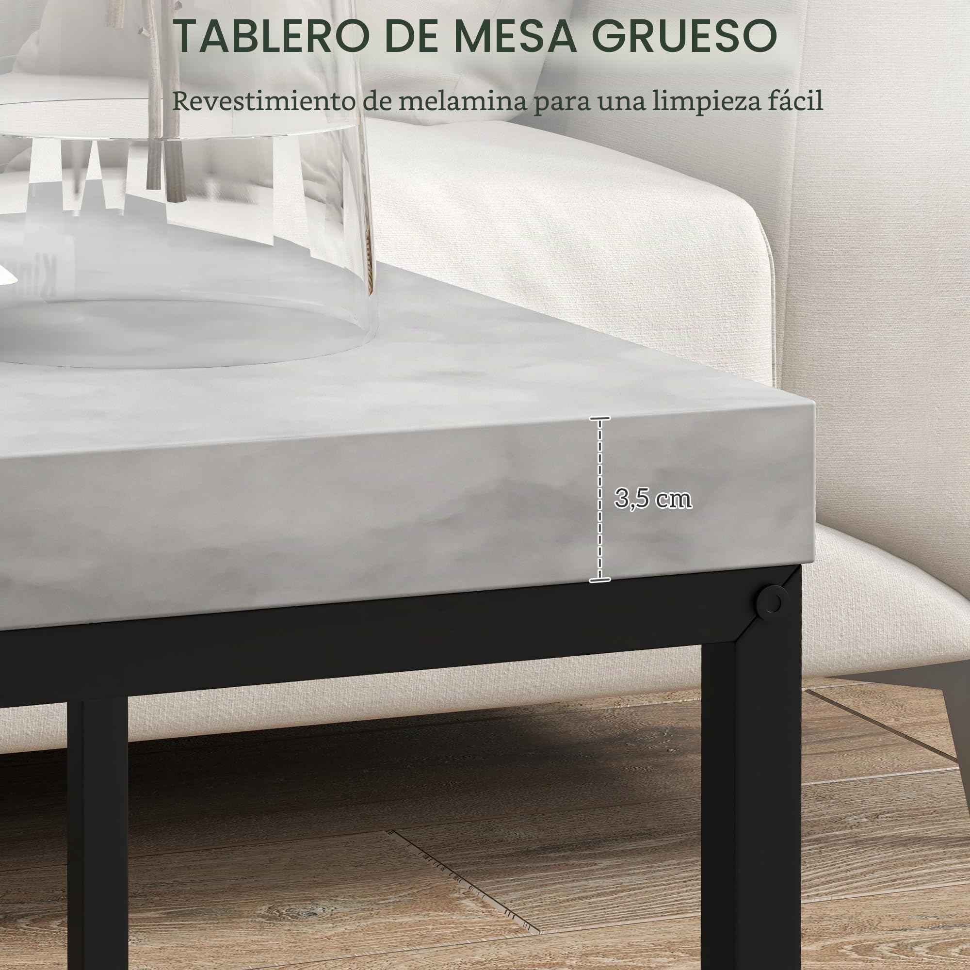 HOMCOM Lote de 2 mesas Nido mesas de Centro cuadradas Estructura de Acero y tableros de Madera Gris