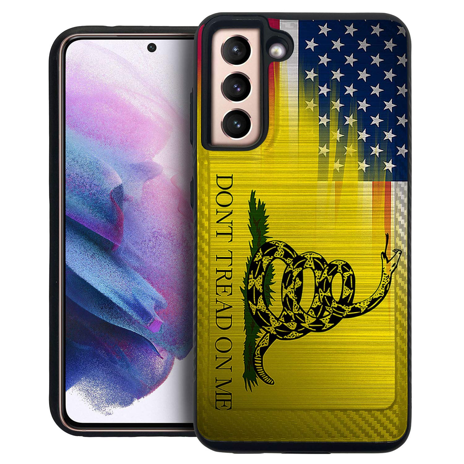 CasesOnDeck Hybrid Case Compatible with [Samsung Galaxy S21 / S21 5G (2021)] [Brushed Armor] Slim Shock Protecting Cover (Dont Tread On Me)