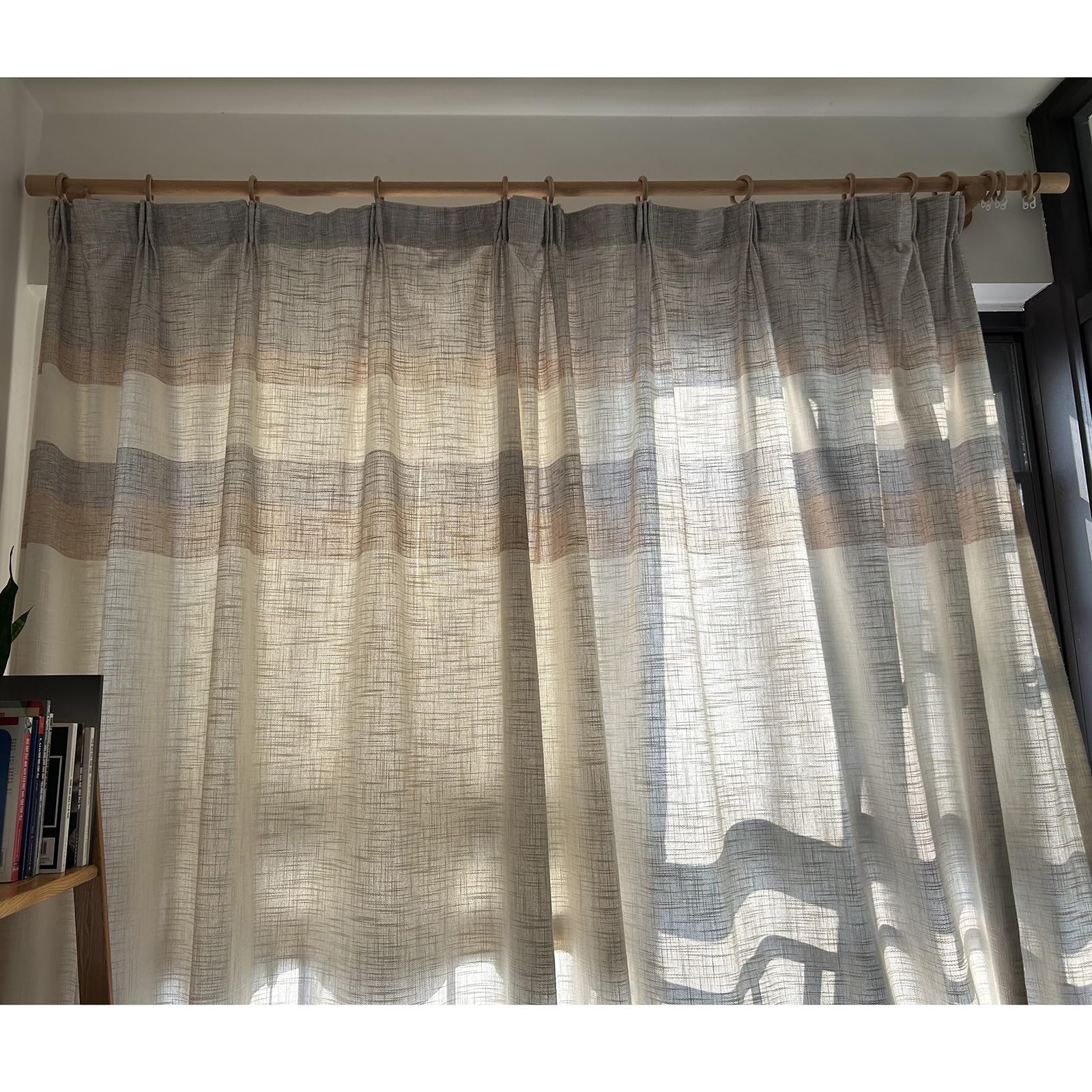 Tringle à rideaux romaine en bois massif de 280 cm / 110.2in – Rail monté sur le côté en bois Oril – Parfaite pour traitement de fenêtre simple, option de longueur personnalisée jusqu'à 320 cm