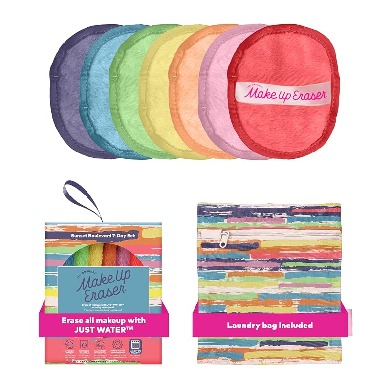 MakeUp Eraser The Original conjunto com 7 panos para remoção de maquiagem Sunset Boulevard, 7 unidades
