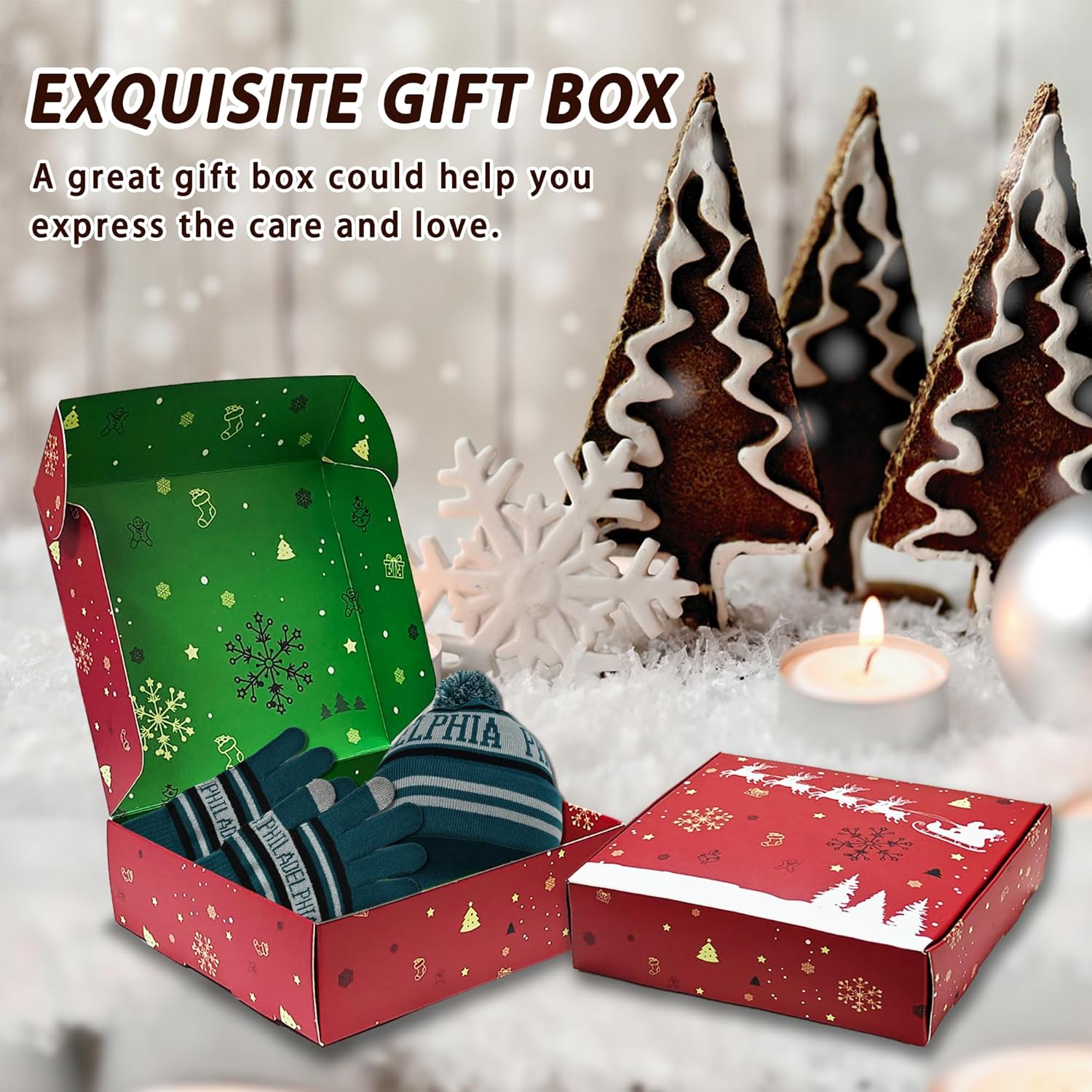 Vintage Classic Skull Cap Beanie Hat Cuffed Winter Hat Knit Comes with Warm Gloves Gifts for Men Women Fans - Image 5