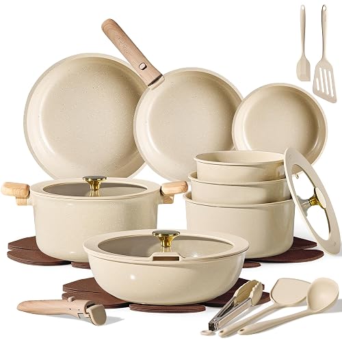 CAROTE 25pcs Ceramic Cookware Set