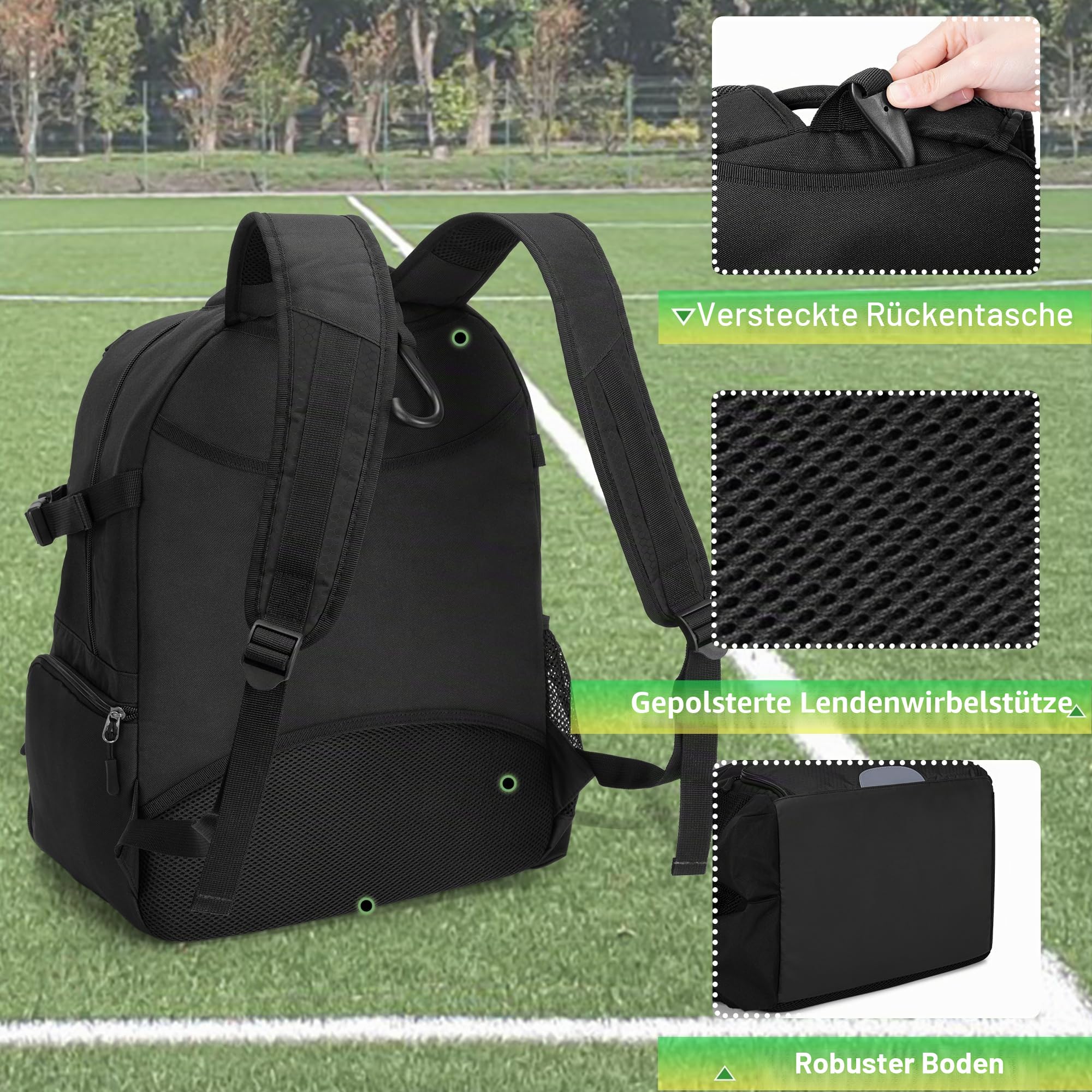 DSLEAF Basketball-Rucksack für Kinder, Basketballtasche mit separatem belüftetem Schuhfach für Basketball, Fußball, Volleyball und Fußball