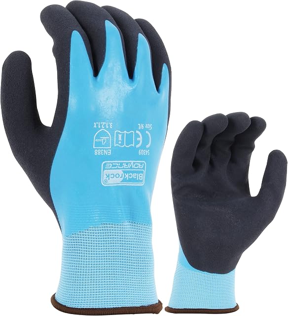 Blackrock Watertite Fully Waterproof Work Gloves with Sandy Latex Palm Coating for Excellent Wet & Dry Grip - Size 9/Large
