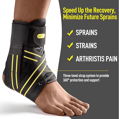 Miniatura 8 de AGPTEK Tobillera, soporte de tobillo para hombres y mujeres, estabilizador de tobillo para recuperación de lesiones, esguinces, dolor de