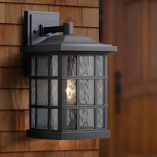 Miniatura 10 de Quoizel Stonington Coastal Armour - Farol de pared para exteriores, 10.5 pulgadas, aplique de pared vintage de bronce paladiano con 1 luz, cristal