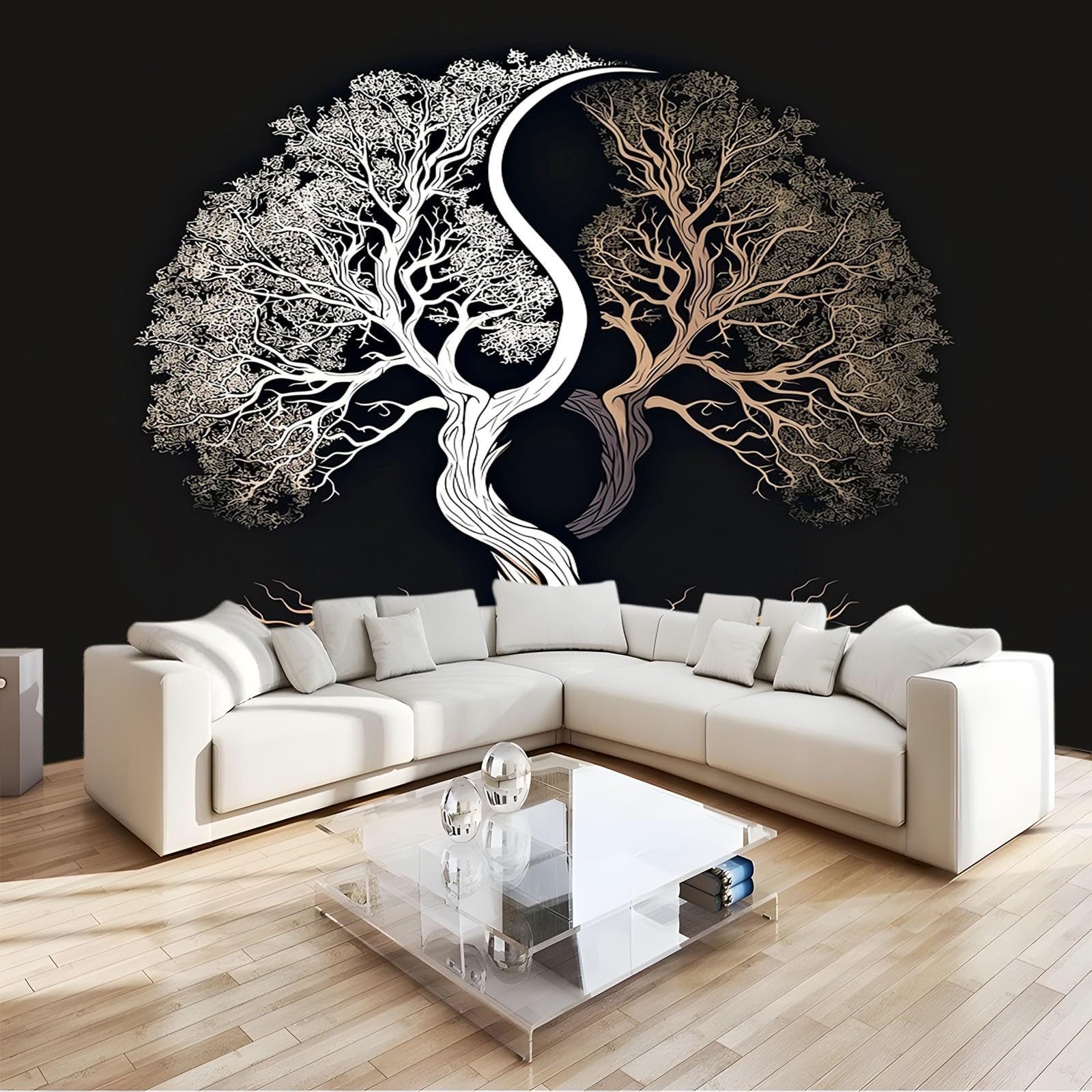 Tapisseries Murales d'arbre de Vie Tapisserie Murale Polyvalente Fluorescente Légère et Durable Tapisserie Murale Colorée d'arbre de Vie (150X130cm / 59X51in