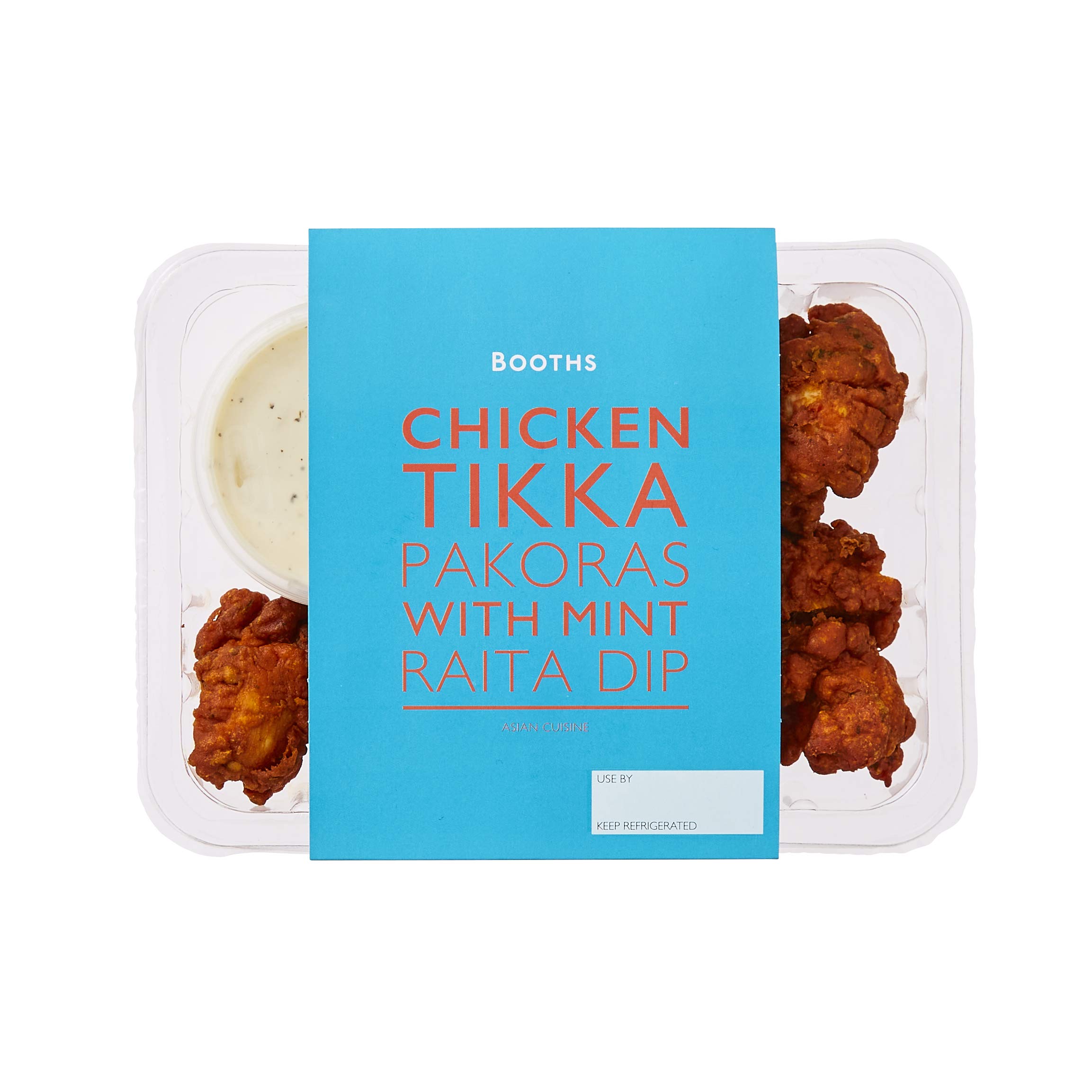 Booths Premium Chicken Tikka Pakoras with Mint Raita Dip, 180g