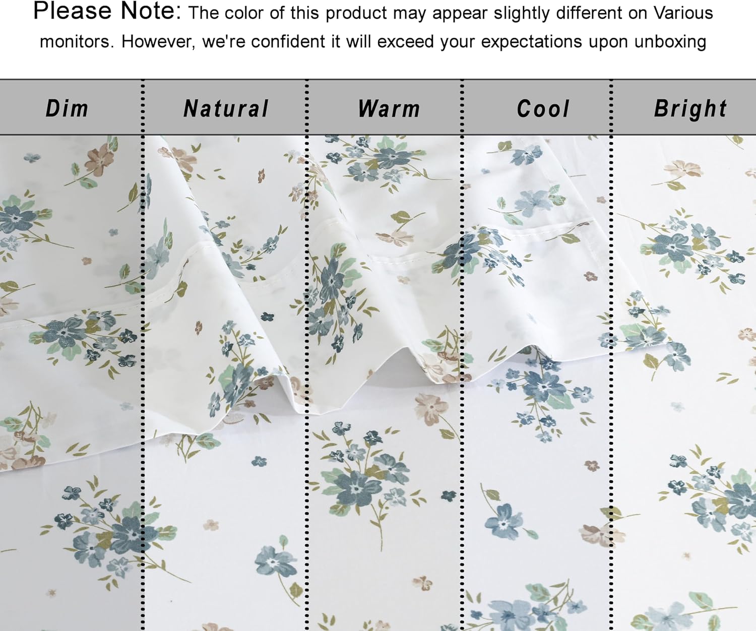 RUVANTI 100% Organic Cotton Sheets Queen Size, Percale Weave, GOTS Certified, 4-Piece Set, Deep Pocket 15", Crisp & Breathable, Soft Durable Bedding, Sábanas Algodón Orgánico – Halcyon - Image 6