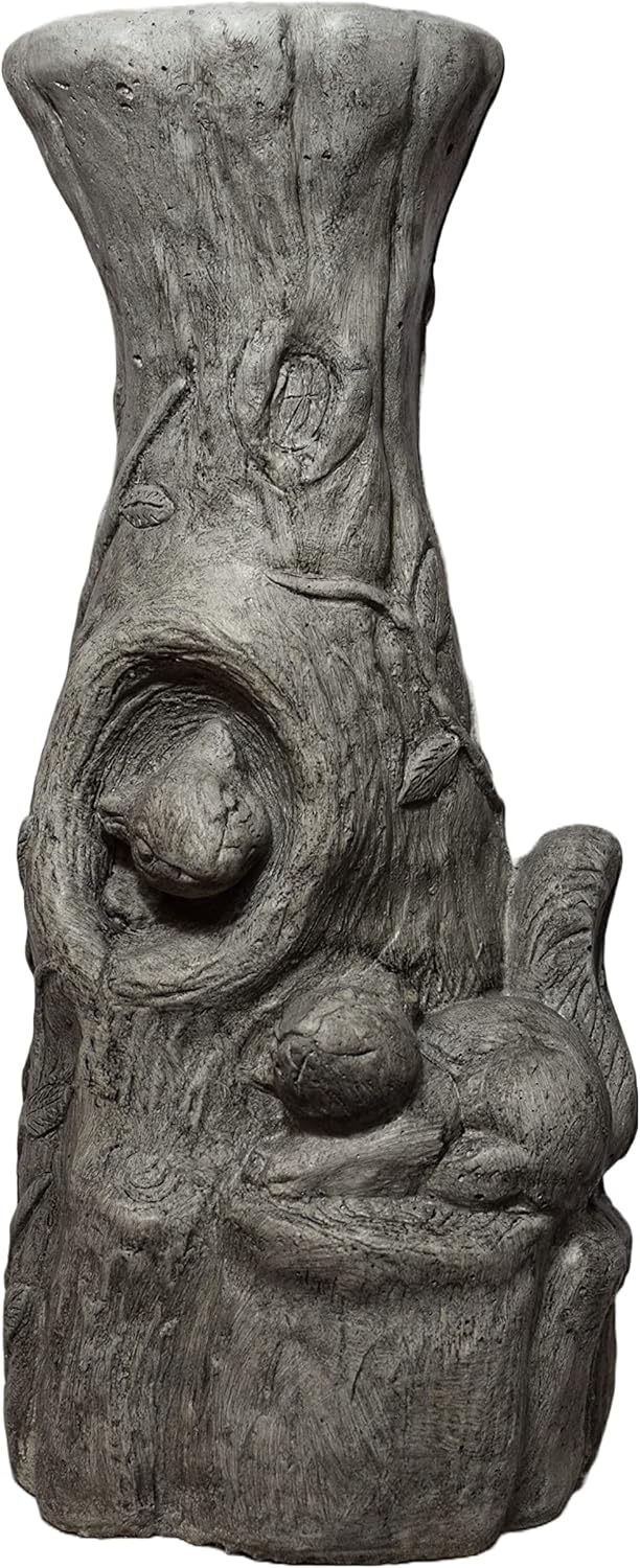 Tiny Fancy Squirrel/Wood Birdbath- Pre Aged- 24" Tall x 17" Dia